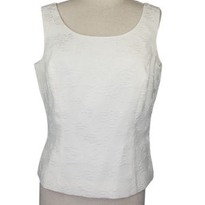 Tahari Off-White Textured Sleeveless Scoop Neck Top